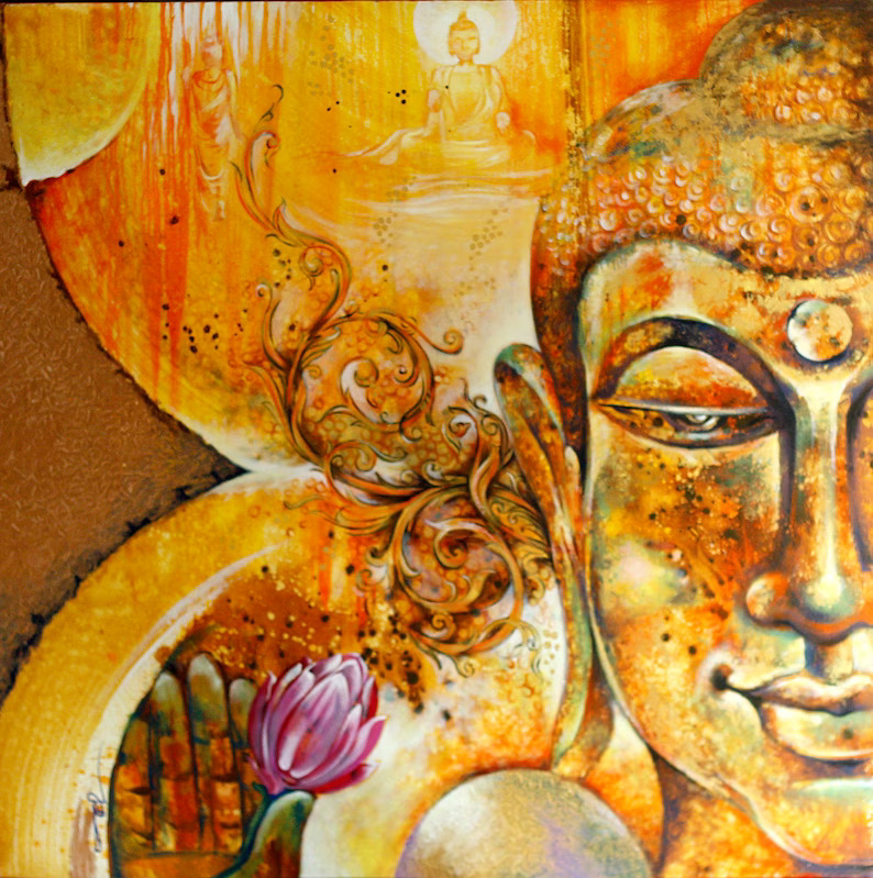 Buddha wall art, modern painting, Yoga wall decor, Zen wall art, Buddha handmade item, Buddha Painting on canvas original acrylic