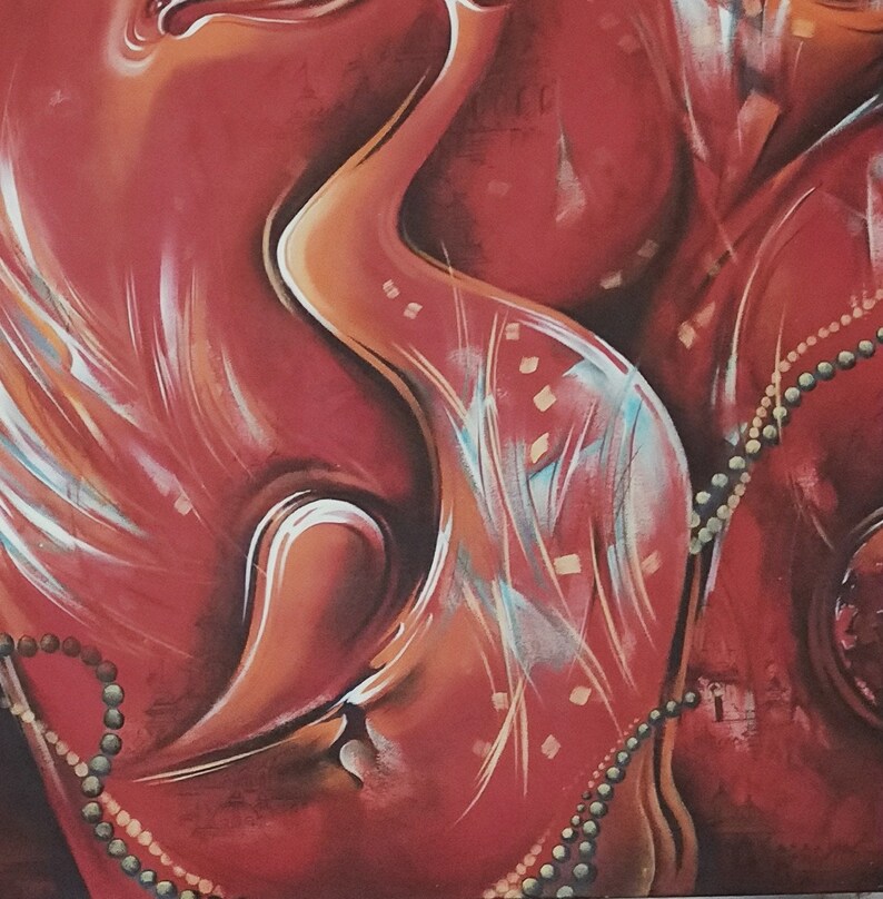 Ganesha Oil Painting on Canvas, Original Custom Hand-painted Indian Wall Art Painting Modern Wall Art Living Room Decor