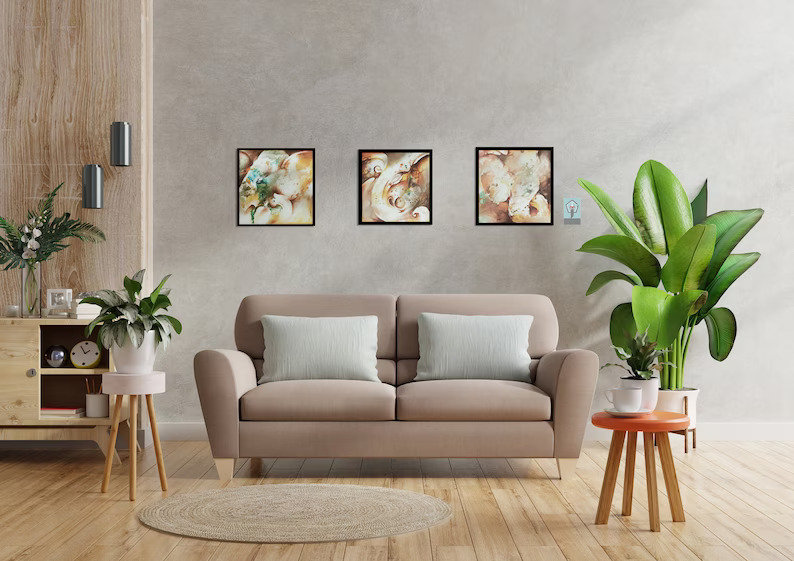 Eternal Bliss Ganesha Painting Original 3 Pieces Blessed Yoga Wall Decor Figurative Art Indian Paintings Ganpati Wall Art Abstract Painting