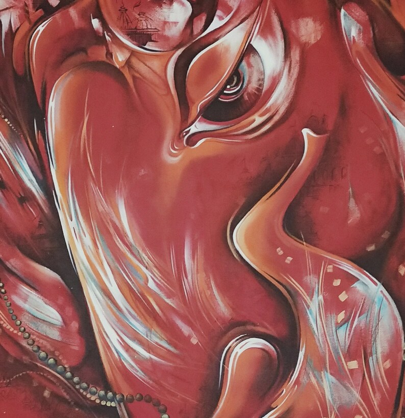 Ganesha Oil Painting on Canvas, Original Custom Hand-painted Indian Wall Art Painting Modern Wall Art Living Room Decor
