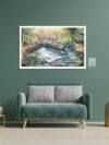 Peace Of Nature Wall Art Paintings On Canvas Indian Village River Scenery Landscape Canvas Wall Art With Sail Boats, Ducks, Trees Greenary