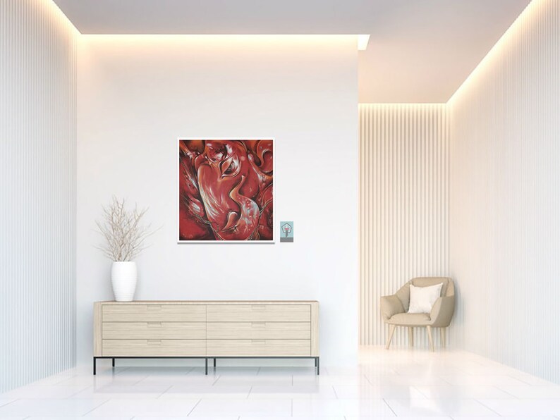 Ganesha Oil Painting on Canvas, Original Custom Hand-painted Indian Wall Art Painting Modern Wall Art Living Room Decor