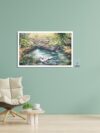 Peace Of Nature Wall Art Paintings On Canvas Indian Village River Scenery Landscape Canvas Wall Art With Sail Boats, Ducks, Trees Greenary