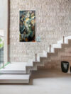 Ganesha Large Abstract Oil Painting on Canvas Original Textured Wall Art Teal Fancy Acrylic Painting Modern Living Room Spiritual Home Decor